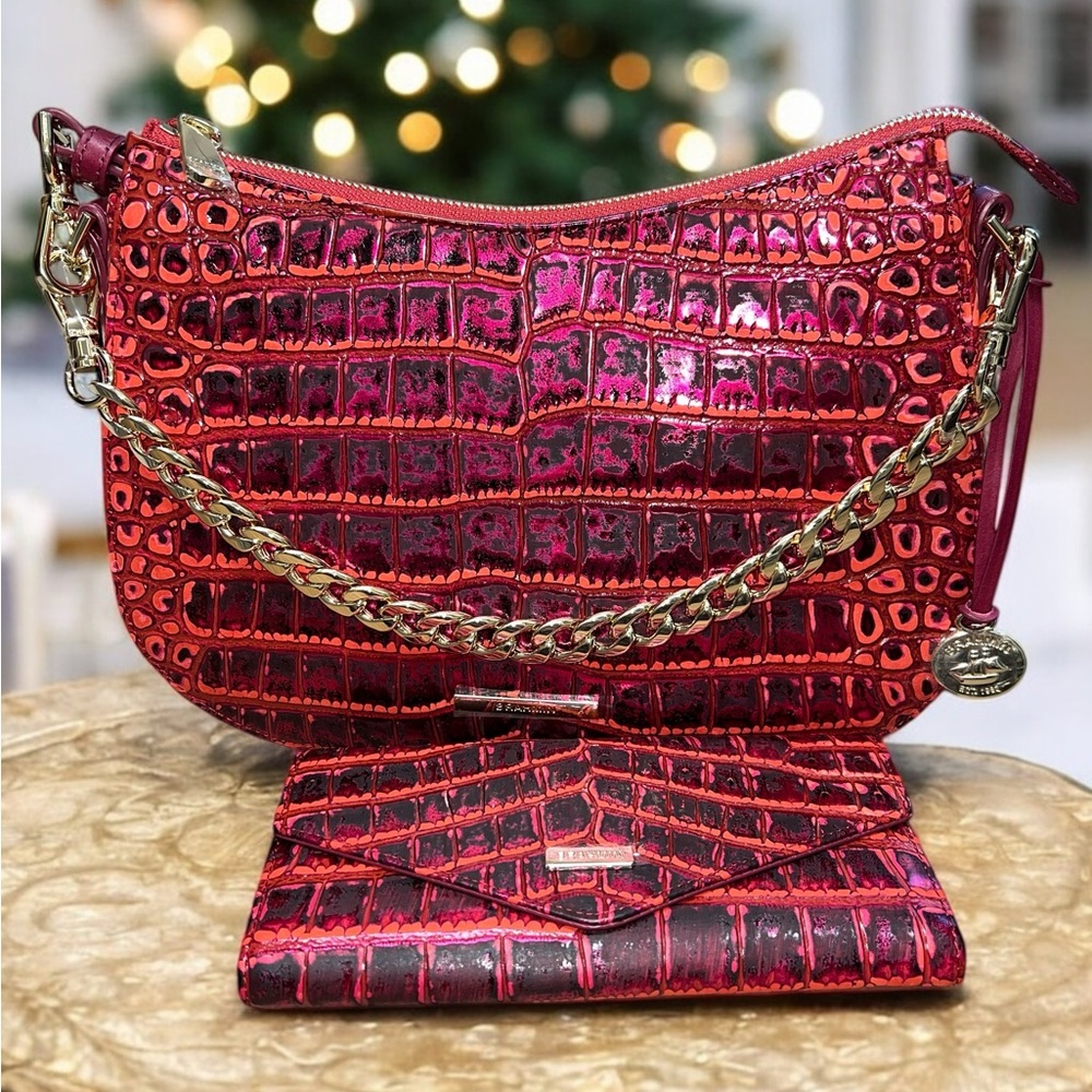 NWT Brahmin MOD SHAYNA Crossbody Bag & ADY Wallet, Pomegranate Amalthea